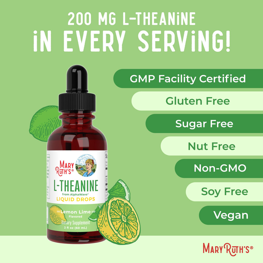 MaryRuth's L-Theanine Liquid Drops, Lemon Lime, 2 oz