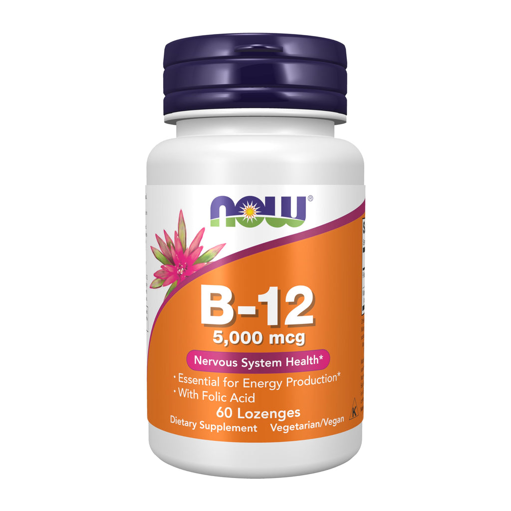 NOW Supplements, Vitamin B-12 5,000 mcg, Folic Acid, 60 Lozenges