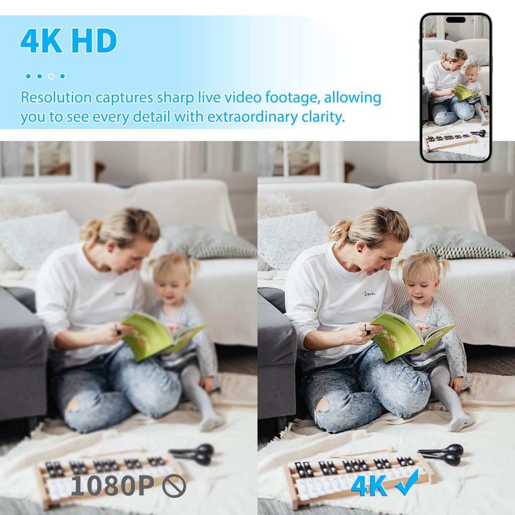 Mini Camera 2026 4K HD WiFi Portable Nanny Cam with Motion Detection,Cloud & SD Storage,Night Vision,Wide Angle,Can No Need WiFi Cams Micro Wireless Small Security Cameras for Home Baby Indoor Outdoor