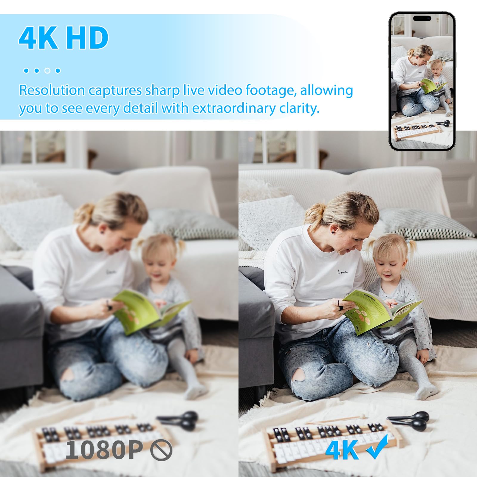 Mini Camera 2026 4K HD WiFi Portable Nanny Cam with Motion Detection,Cloud & SD Storage,Night Vision,Wide Angle,Can No Need WiFi Cams Micro Wireless Small Security Cameras for Home Baby Indoor Outdoor