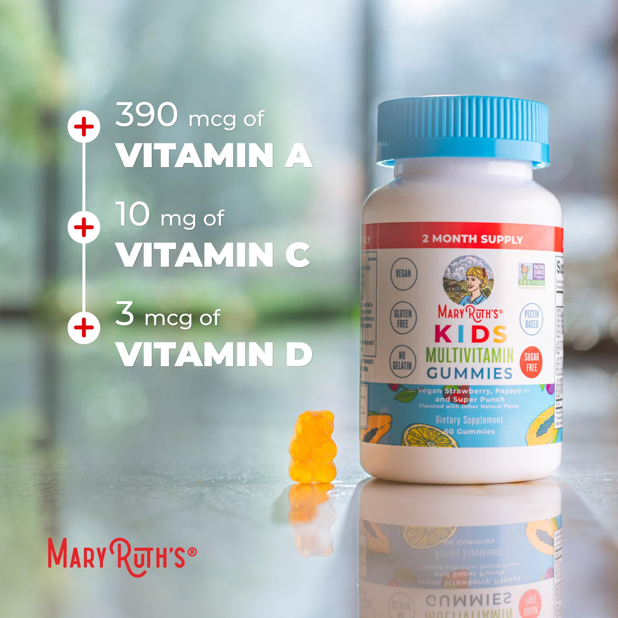 MARYRUTH'S Kids Multivitamin Gummies, Sugar Free, 2 Month Supply, Ages 4+