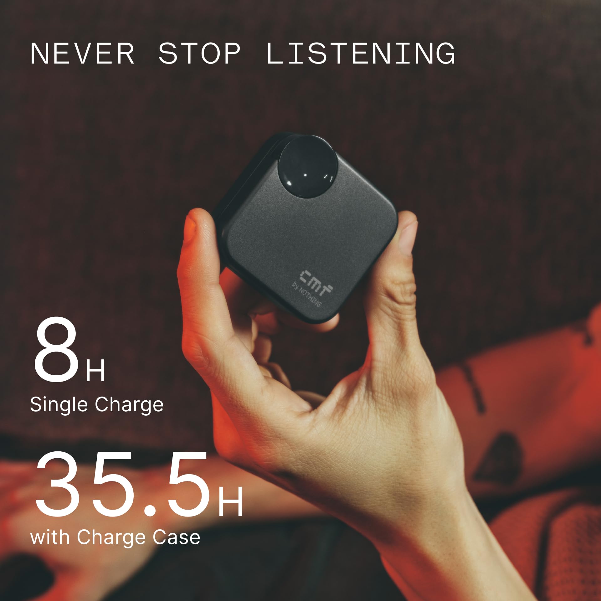 CMF Buds 2a Wireless Earbuds Active Noise Cancelling 42dB Hybrid ANC Bluetooth Headphones, 12.4mm Dynamic Driver for Big Bass, 4 Mic Clear Calls, Sport Ear Buds for iPhone, Android, Dark Grey