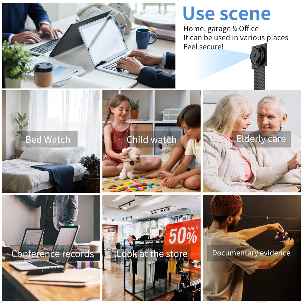 BRFOZAG Mini WiFi Security Camera 4K HD, Portable Wireless Indoor Camera with Motion Alerts, Remote Monitoring, Local Storage Support, Compact Camera for Home, Pets, Office and Travel