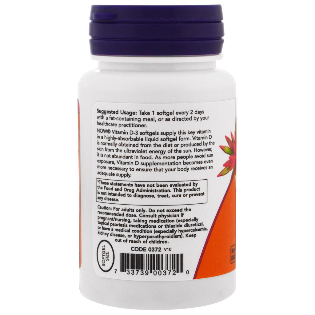 NOW Foods Now Supplements, Vitamin D-3 5,000 IU, High Potency, Structural Support*, 120 Softgels (3 Pack)