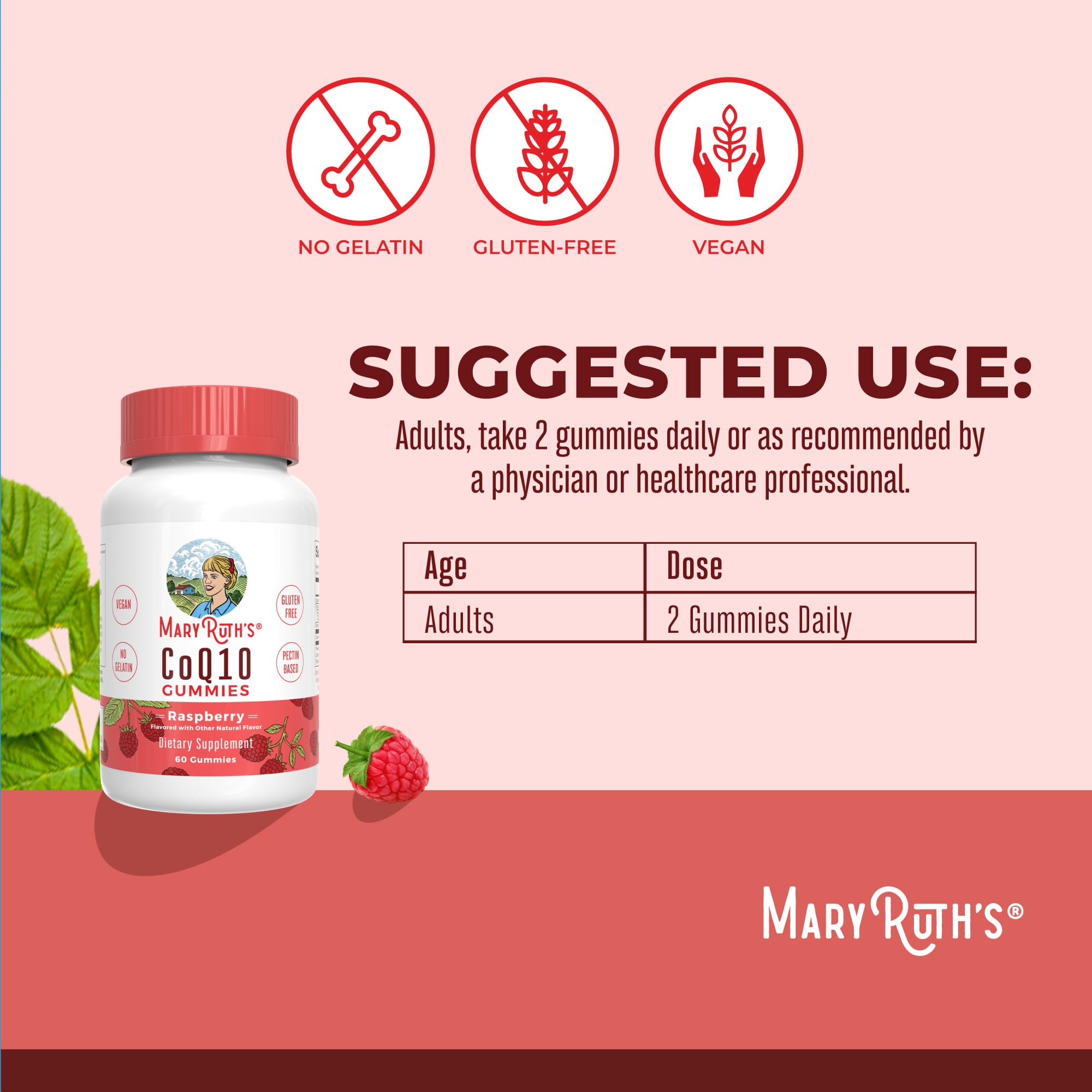 MaryRuth Organics CoQ10 Gummies | Coenzyme Q10 | Gummy Supplements for Heart Health & Cellular Health | Antioxidant | CoQ10 120 mg | Vegan | Non-GMO | Gluten Free | 60 Count | 1 Month Supply