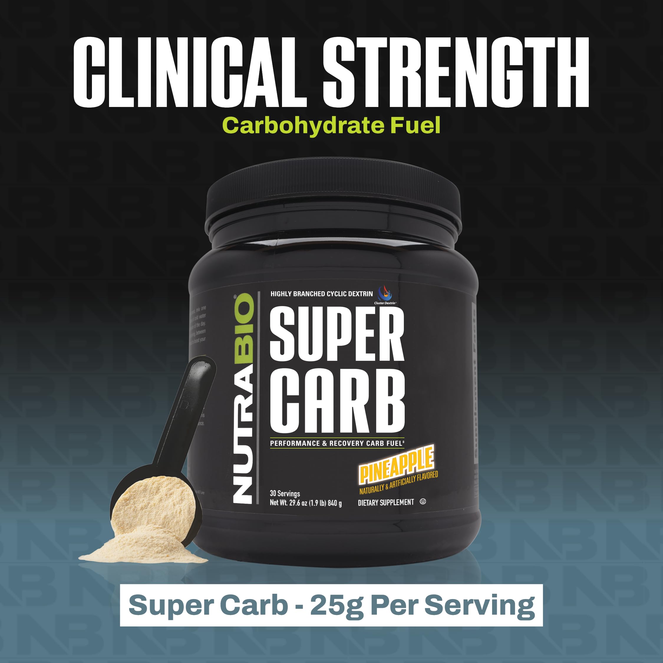 NutraBio Super Carb, Carbohydrate Powder with Cluster Dextrin & Electrolytes, Advanced Carb Supplement Powder for Workout Fuel, Performance, and Muscle Recovery, Cyclic Dextrin, Pineapple, 30 Sv
