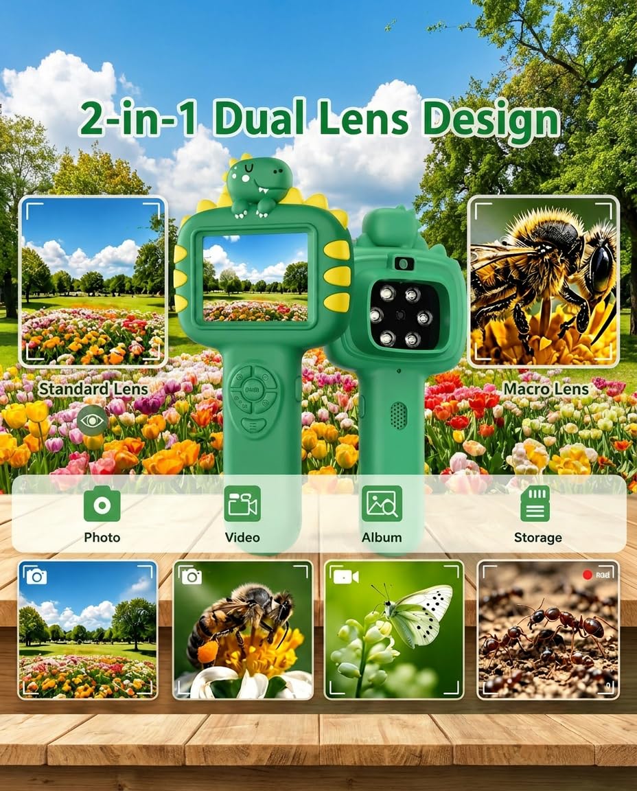 Trigowalt Outdoor Portable Kids Microscope: Handheld Microscope Auto Focus