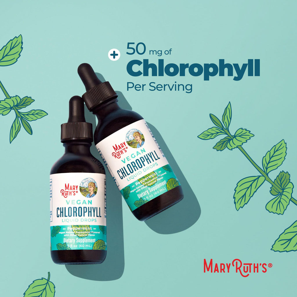 MaryRuth's Chlorophyll Liquid Drops, Delicious Minty Flavor, Vegan, 2 Fl Oz