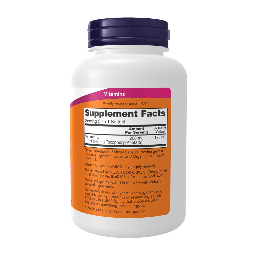 NOW Supplements, Vitamin E-400 IU, D-Alpha Tocopheryl, 250 Softgels