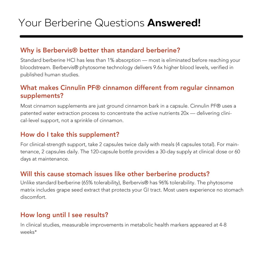 SoActive Berberine + Optimized Cinnamon, 9.6x Enhanced Absorption, Clinically Studied Dose, Patented Berbervis® Phytosome + Cinnulin PF®, Dual-Pathway Metabolism & Cellular Energy Support (120 Caps)