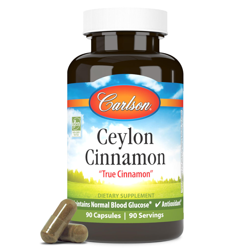 Carlson Ceylon Cinnamon, Cinnamon Supplements, 500 mg, 90 Capsules