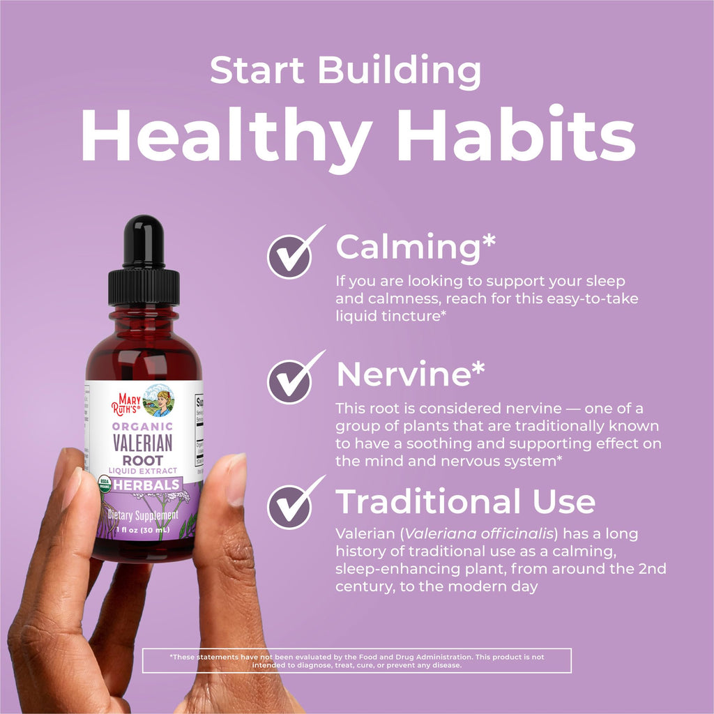 MARYRUTH'S USDA Organic Valerian Root Liquid Drops, Sugar Free, 60 Servings