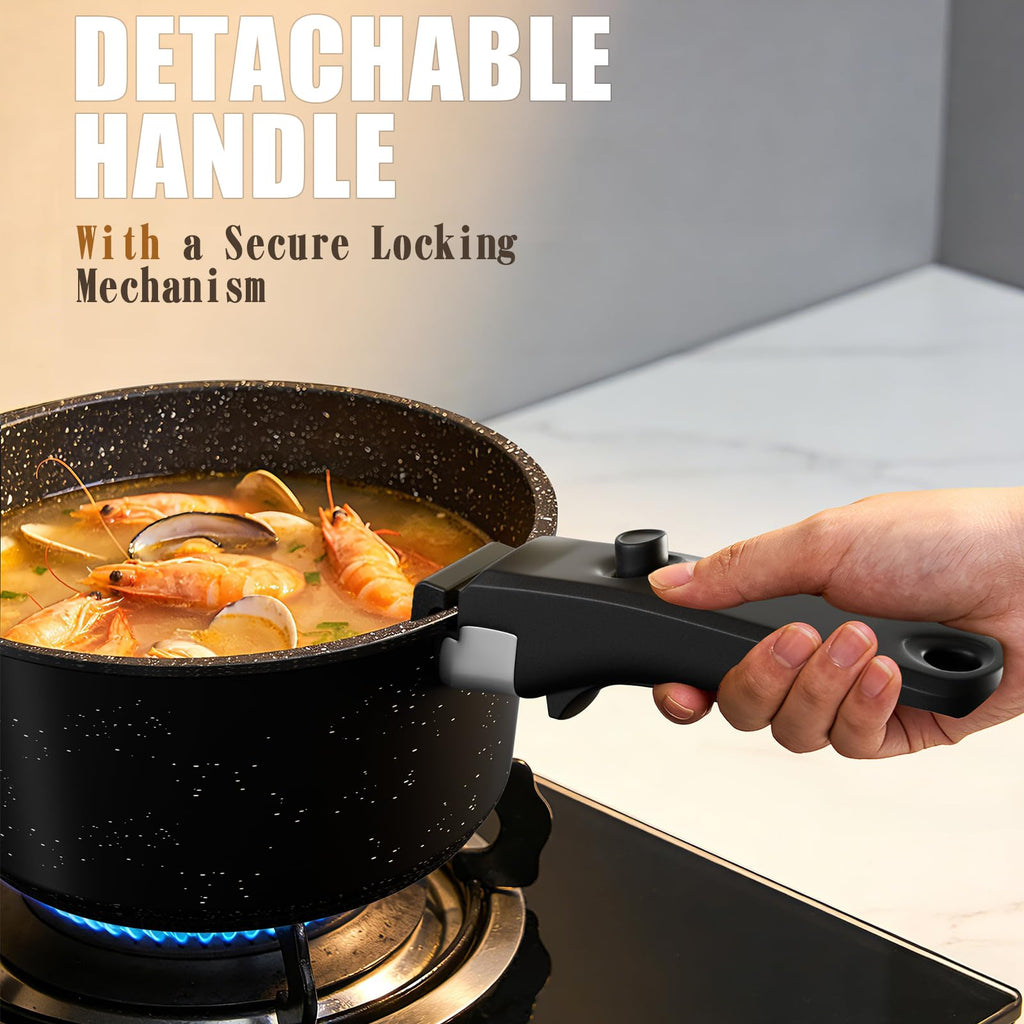 Umite Chef 21Pcs Pots and Pans Set Non Stick, Nonstick Ceramic Cookware Sets Detachable Handle, Non Toxic Healthy Induction Cookware, Kitchen Cooking Set, with Frying Pans Set, Dishwasher/Oven Safe