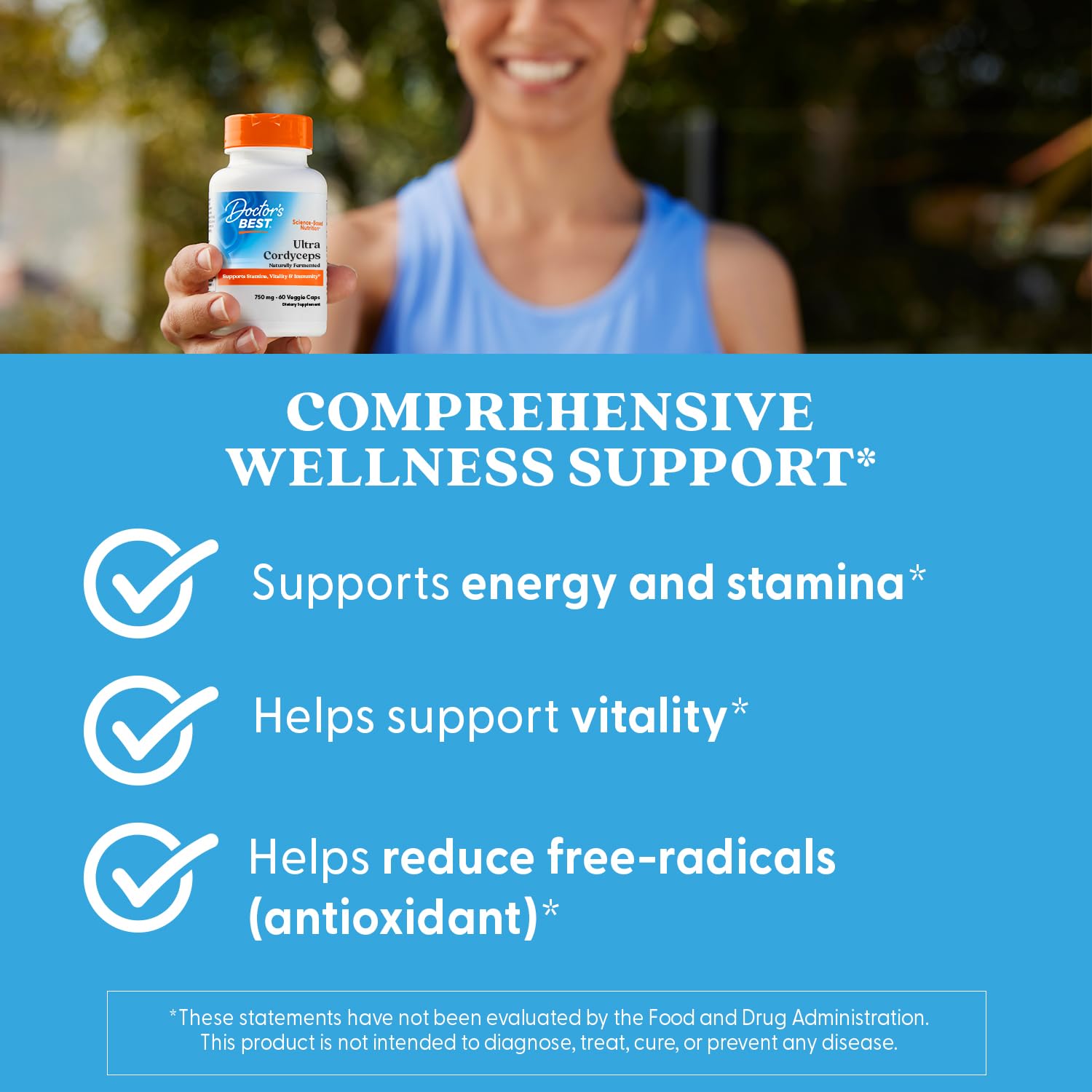 Doctor's Best Ultra Cordyceps Supplement - Cordyceps Mushroom Capsules for Men & Women, Supports Immune Health, Energy & Stamina, 750 mg Per Serving, Vegan - 60 Veg Caps