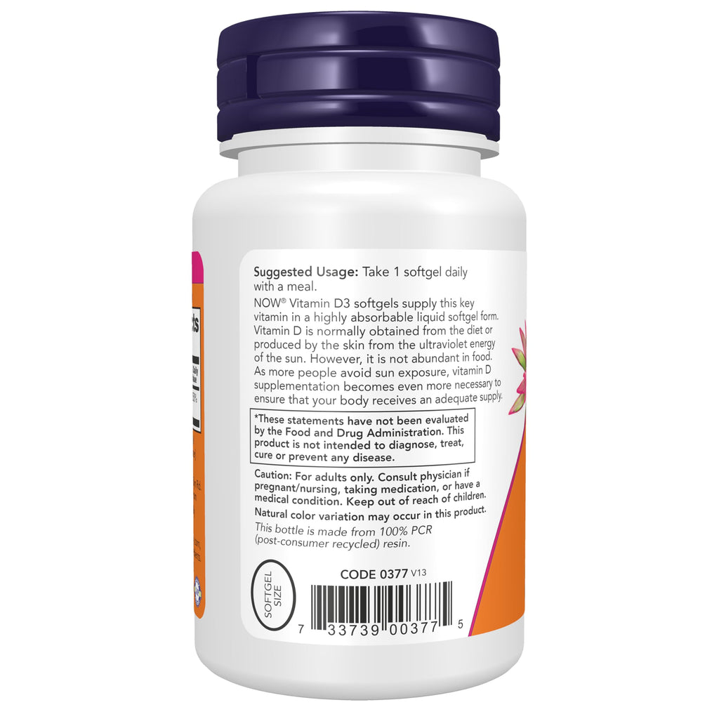 NOW Foods Supplements, Vitamin D-3 2,000 IU, High Potency, 240 Softgels