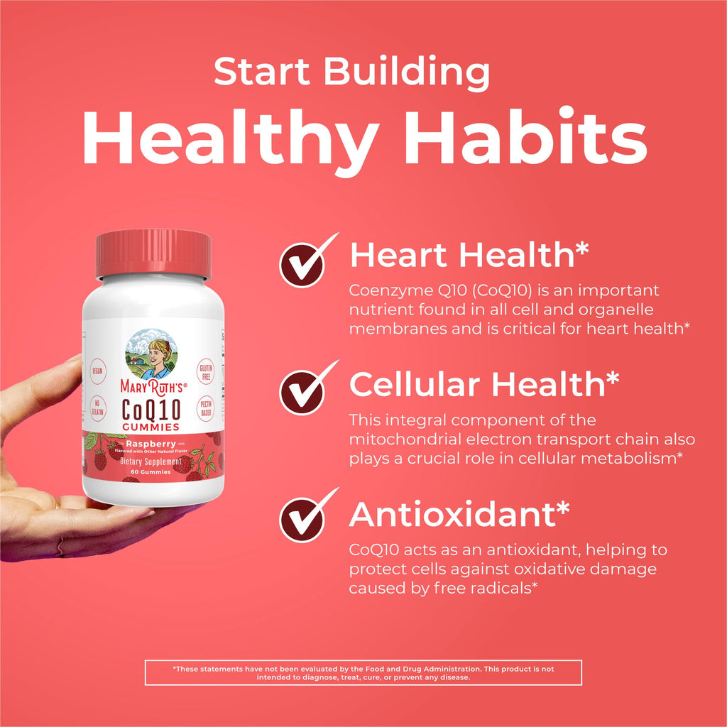 MaryRuth Organics CoQ10 Gummies | Coenzyme Q10 | Gummy Supplements for Heart Health & Cellular Health | Antioxidant | CoQ10 120 mg | Vegan | Non-GMO | Gluten Free | 60 Count | 1 Month Supply