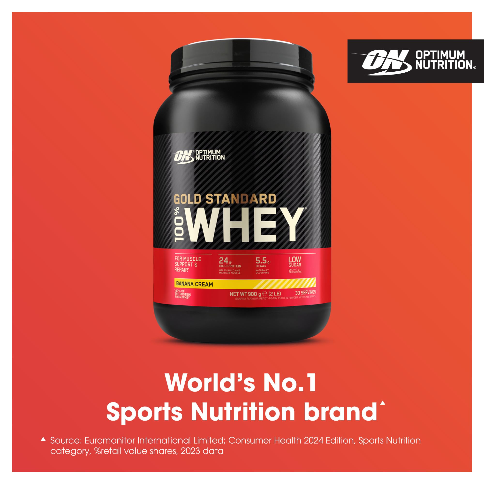 Optimum Nutrition Gold Standard 100% Whey Protein Powder, Banana Cream, 2 Pound (Packaging May Vary) (Pack of 6)