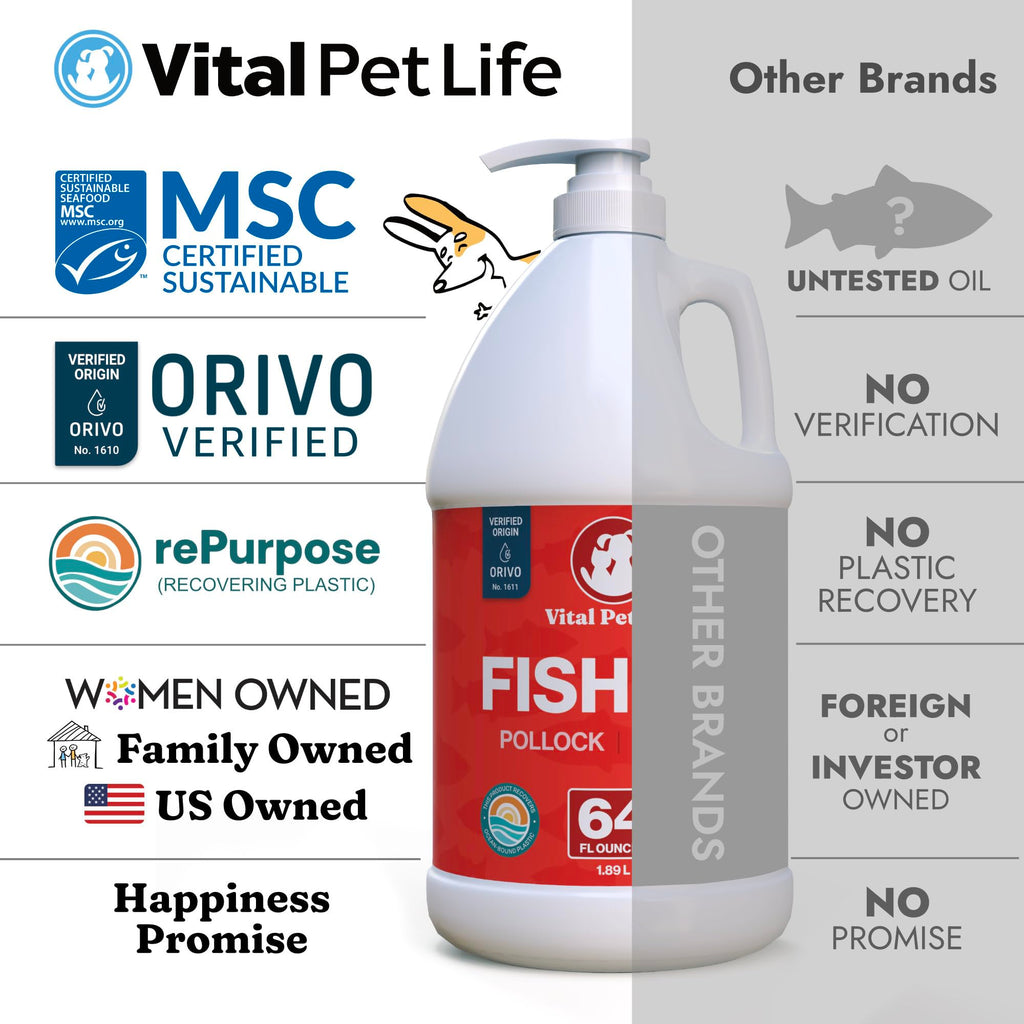 Fish Oil for Dogs, Healthy Skin & Coat Salmon Pollock Liquid Omega 3, 64 oz