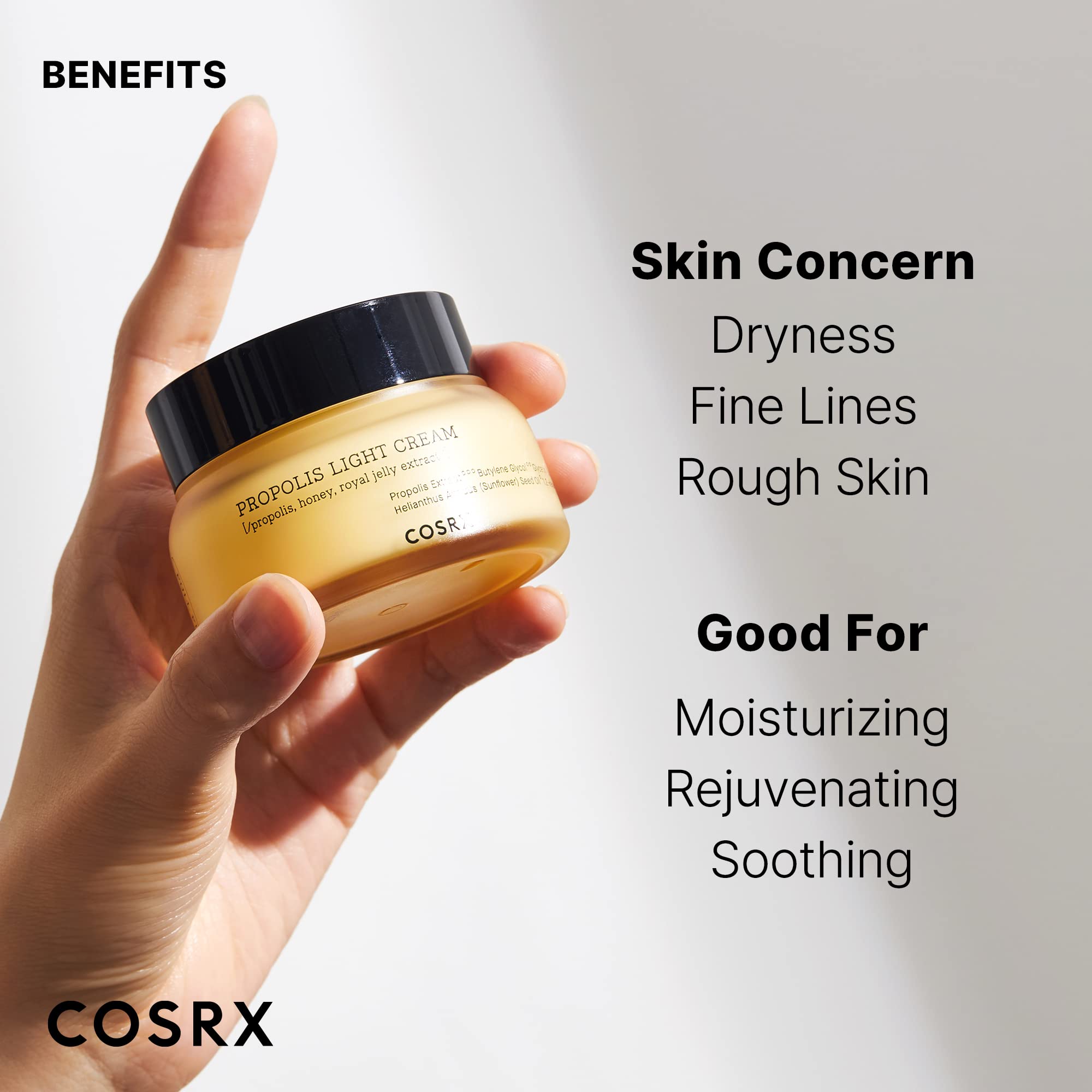 COSRX 64% Propolis Honey Lightweight Cream, Instant Golden Glow,2.19 fl.oz
