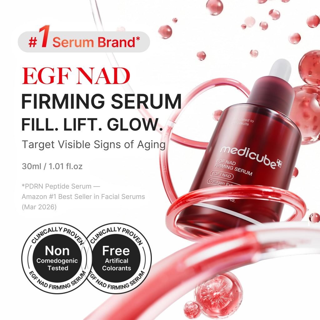 medicube NAD EGF Firming Serum for Face & Neck | Anti-Aging Serum with EGF Peptide, NAD+ & Collagen | Wrinkle Appearance, Elasticity & Pore Care | Korean Skincare, 1.01 fl.oz