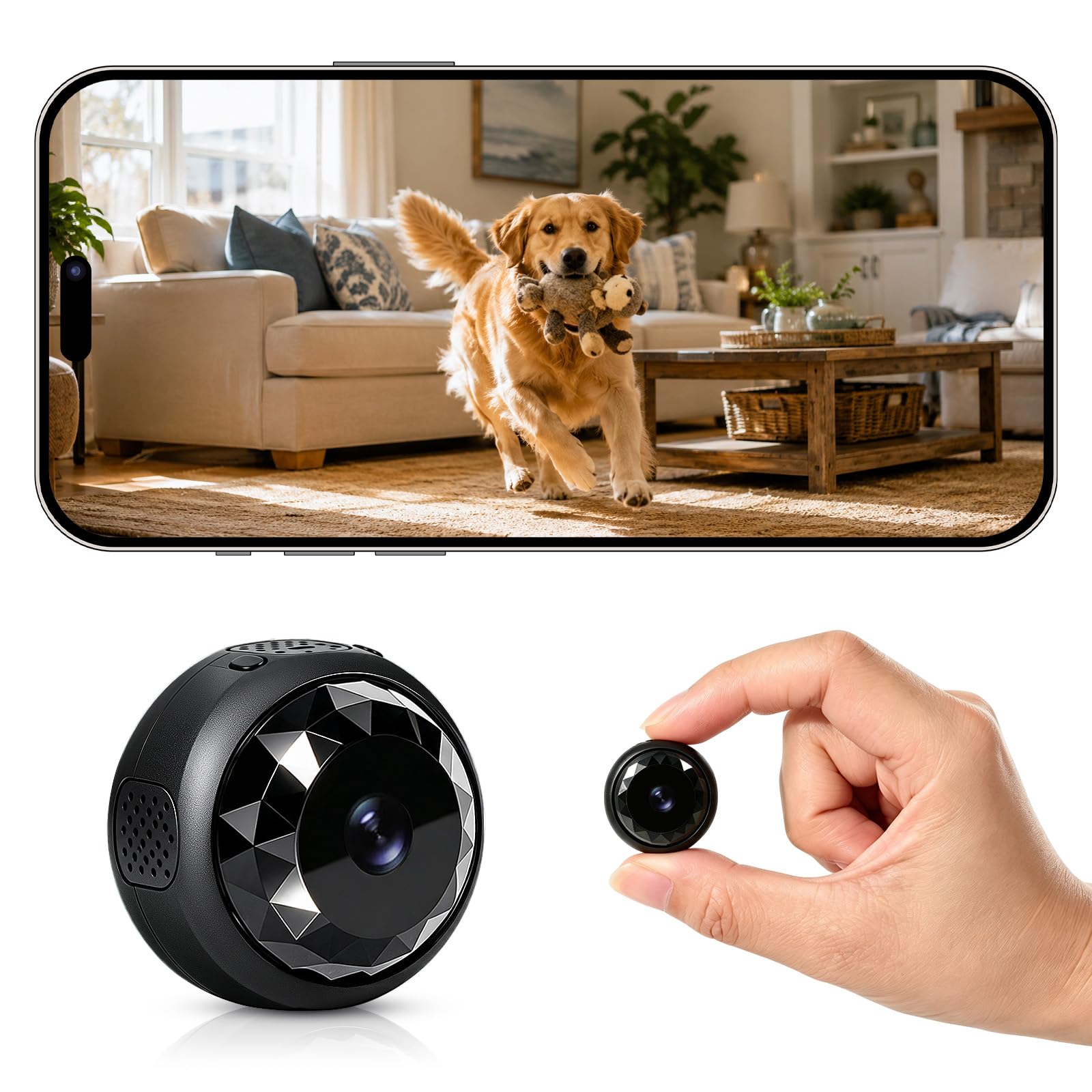 ZOGGCOX 4K Hidden Camera, Mini WiFi Nanny Cam with Motion Detection & Night Vision (Black) | Spy Cam Indoor for Baby Pets Security with App Control