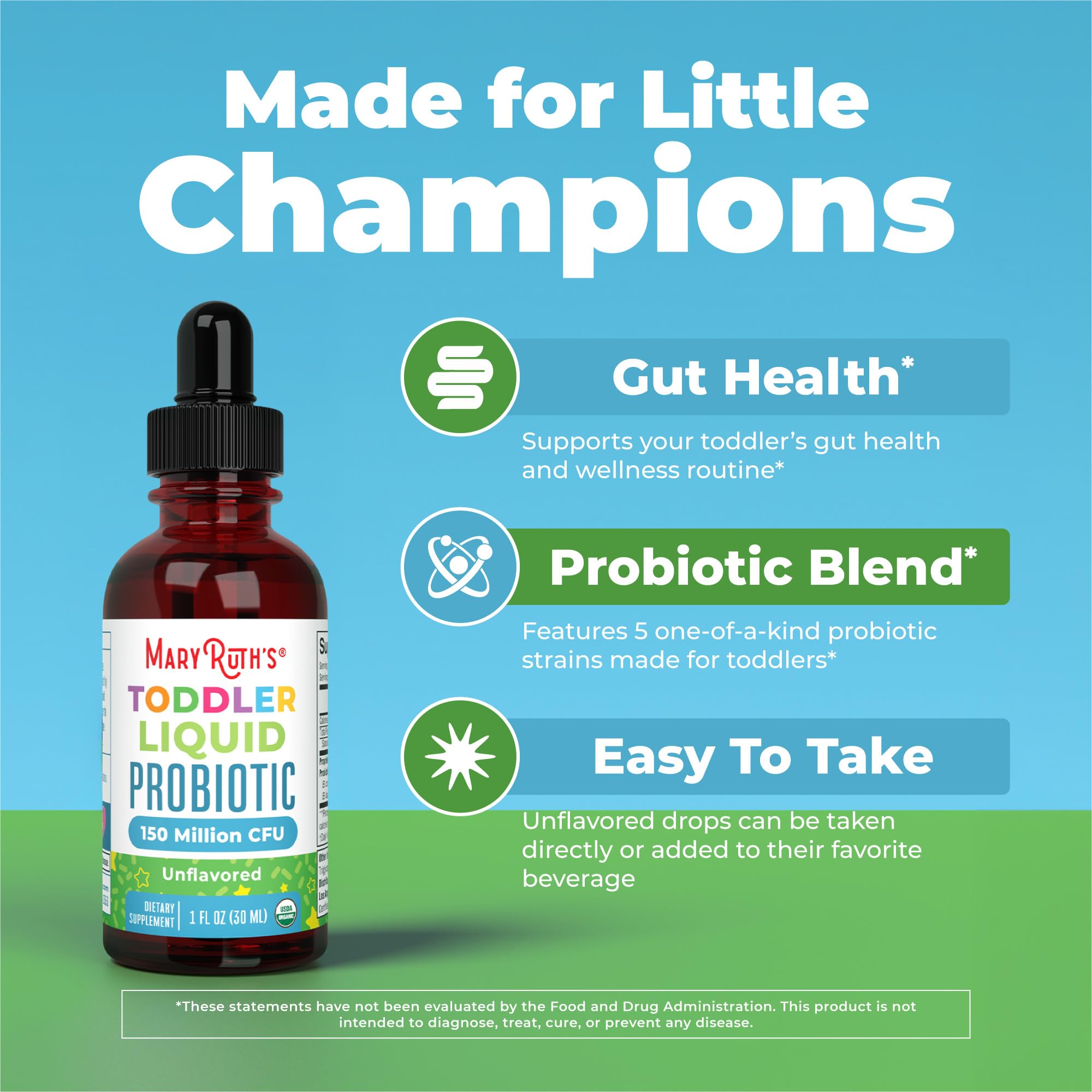 MaryRuth's Organic Toddler Probiotic Liquid Drops, Sugar Free, Ages 1-3