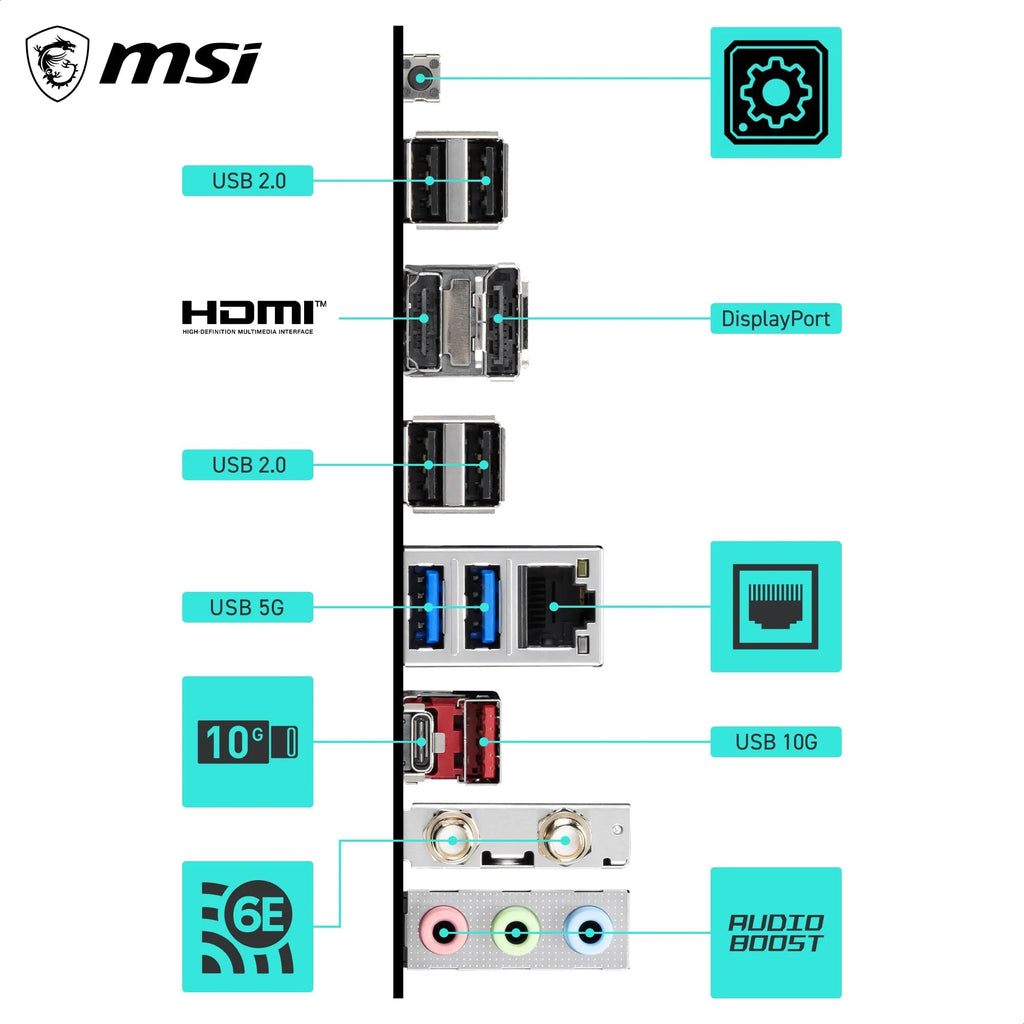 MSI B550 Gaming WIFI6E Motherboard, ATX - Supports AMD Ryzen 5000 Series, 5000 G-Series, 4000 G-Series and 3000 Series Processors, AM4 - DDR4 Memory Boost 4800+MHz/OC, PCIe 4.0 x16, M.2 Gen4, 1G LAN