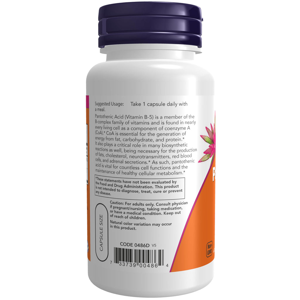 NOW Foods Supplements, Pantothenic Acid (Vitamin B-5) 500 mg, B-Complex Vitamin, 100 Capsules