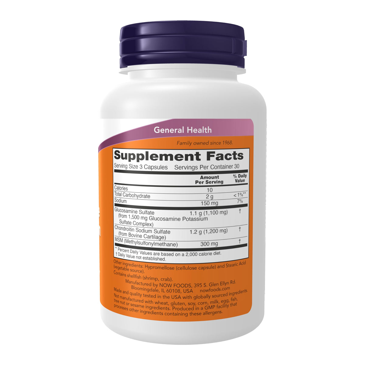 NOW Supplements, Glucosamine & Chondroitin with MSM, 90 Veg Caps