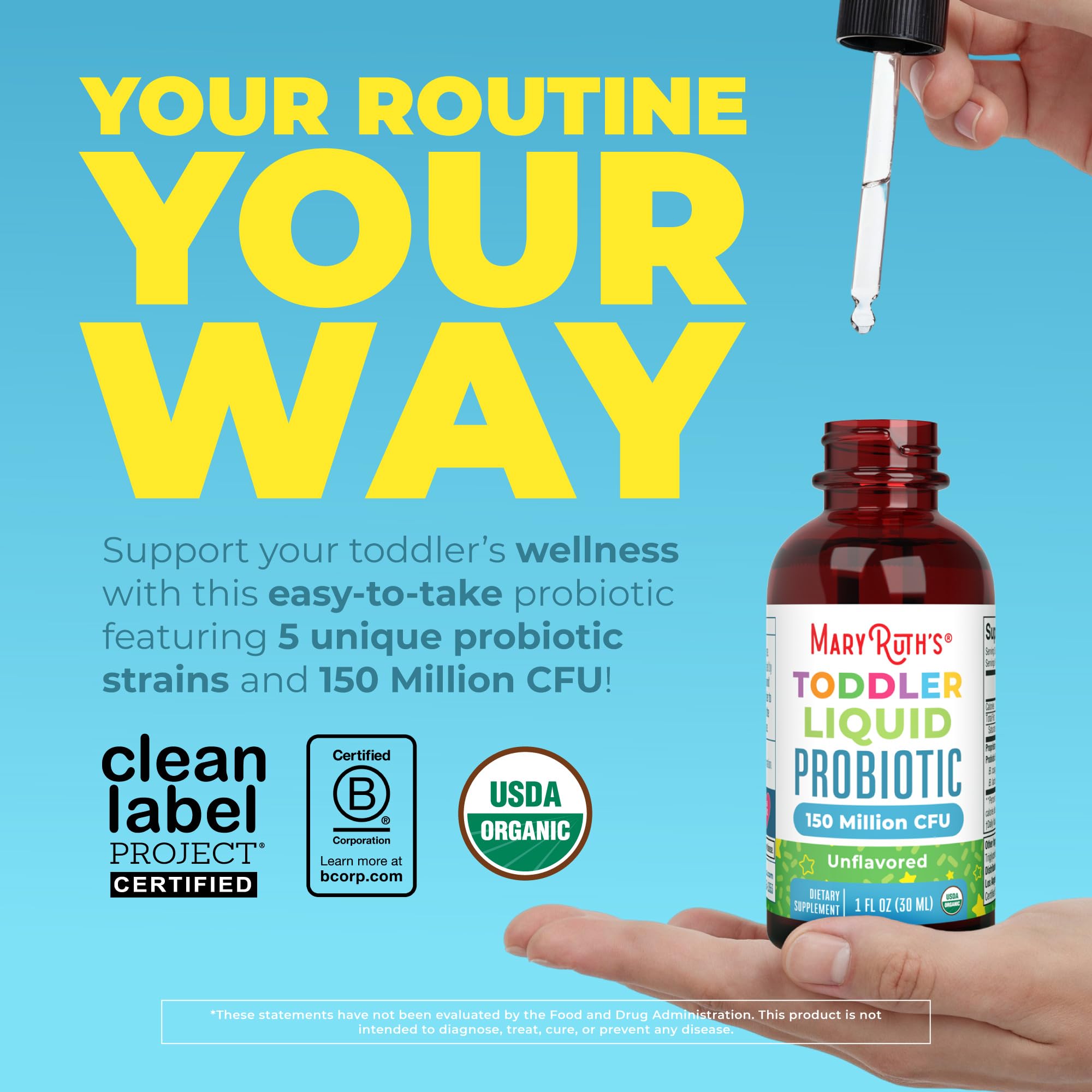 MaryRuth's Organic Toddler Probiotic Liquid Drops, Sugar Free, Ages 1-3