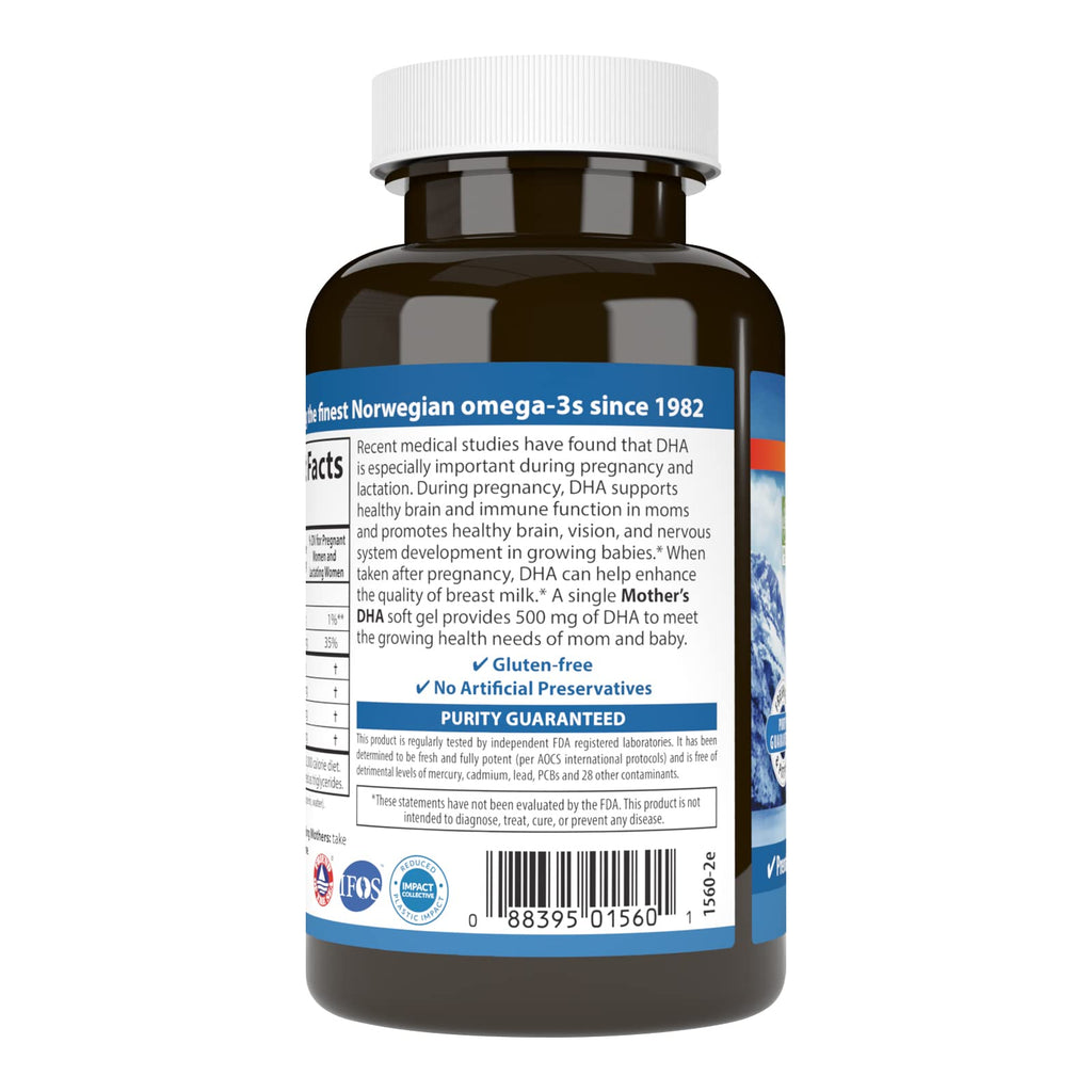 Carlson Mother's DHA, 500 mg, DHA, Nutrients for Baby & Mom, 60 Softgels