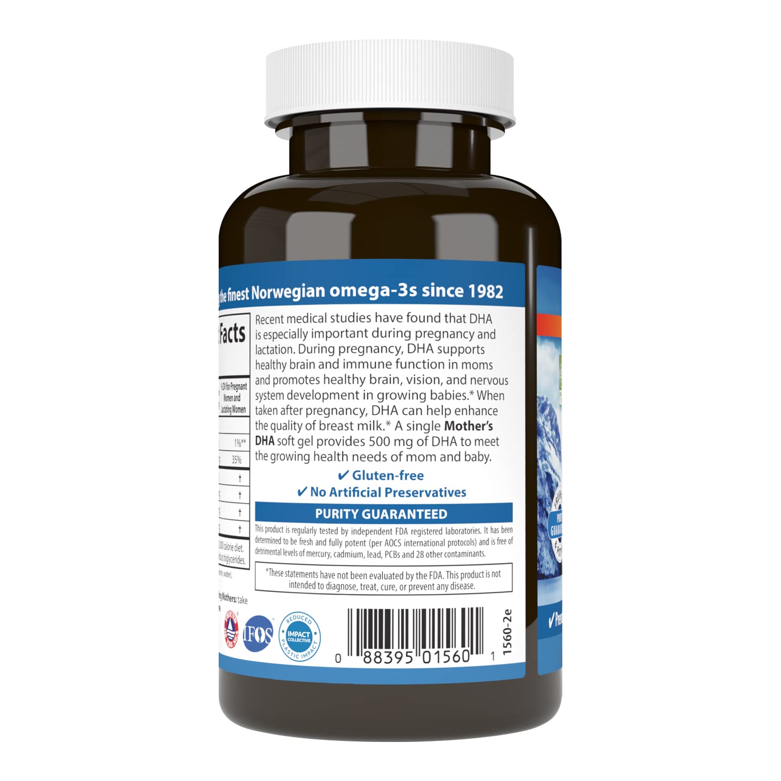 Carlson Mother's DHA, 500 mg, DHA, Nutrients for Baby & Mom, 60 Softgels