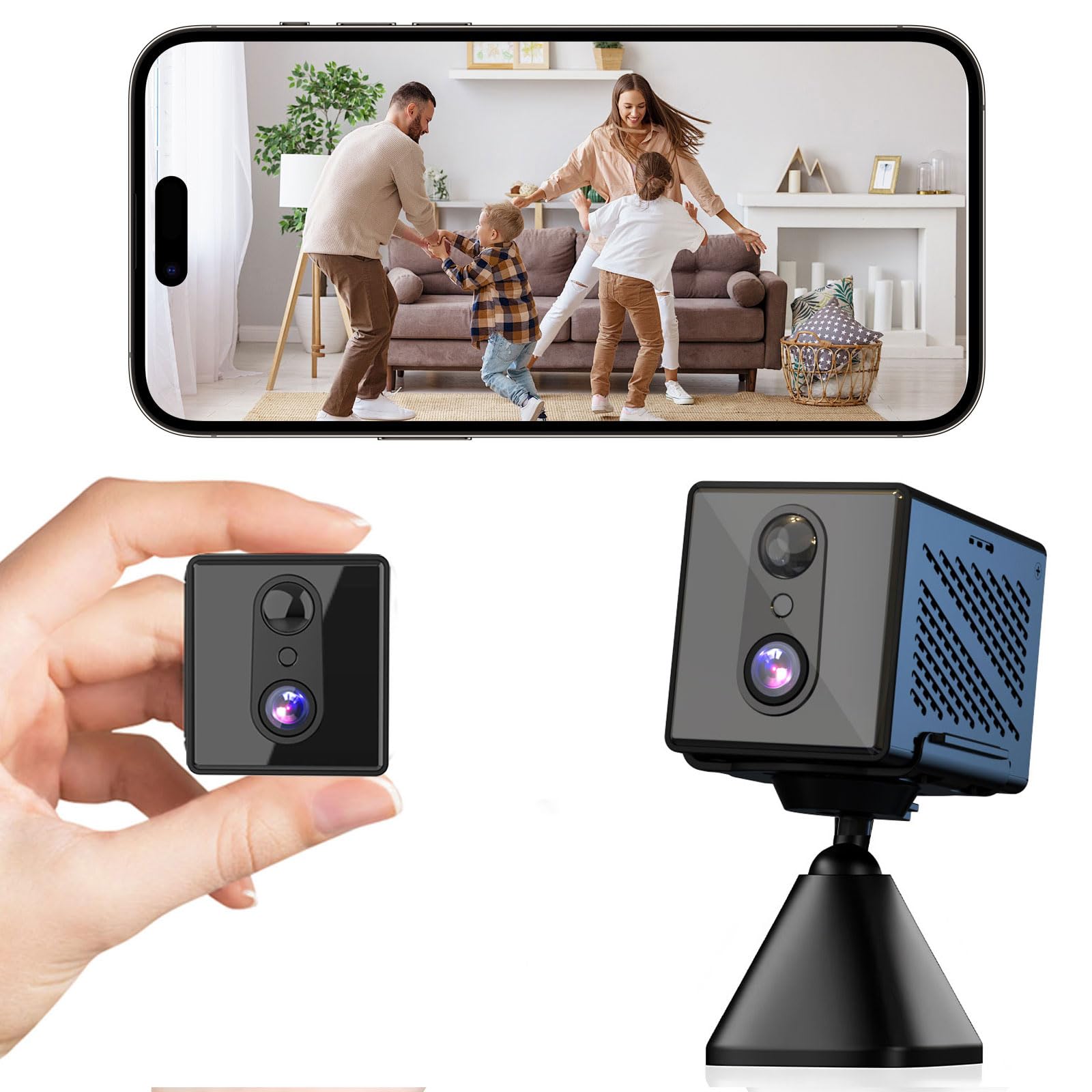 javiscam 2026 Upgraded 4K 5GHz WiFi Indoor Security Camera, Mini Nanny Camera with Free Cloud Storage, Night Vision, Motion Detection Alerts, Long Battery Life Home Surveillance Cam