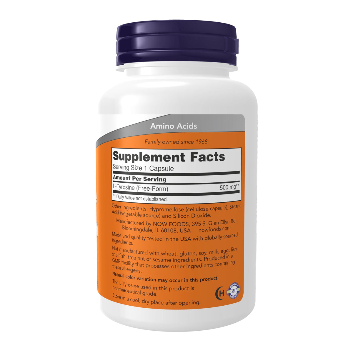 NOW Supplements, L-Tyrosine 500 mg, 120 Capsules