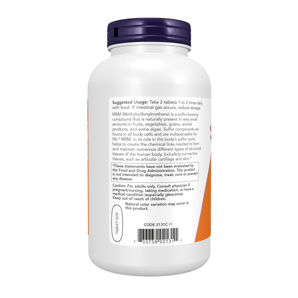 NOW Supplements, MSM 1,500 mg, 200 Tabs