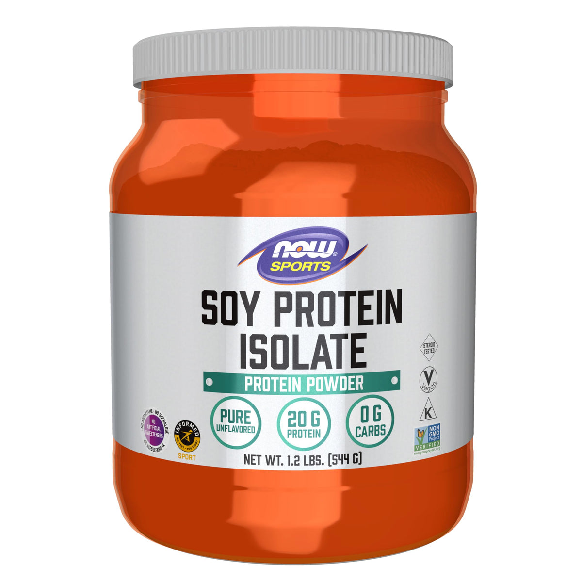 NOW Sports, Soy Protein Isolate 20g, Unflavored Powder, 1.2 lbs