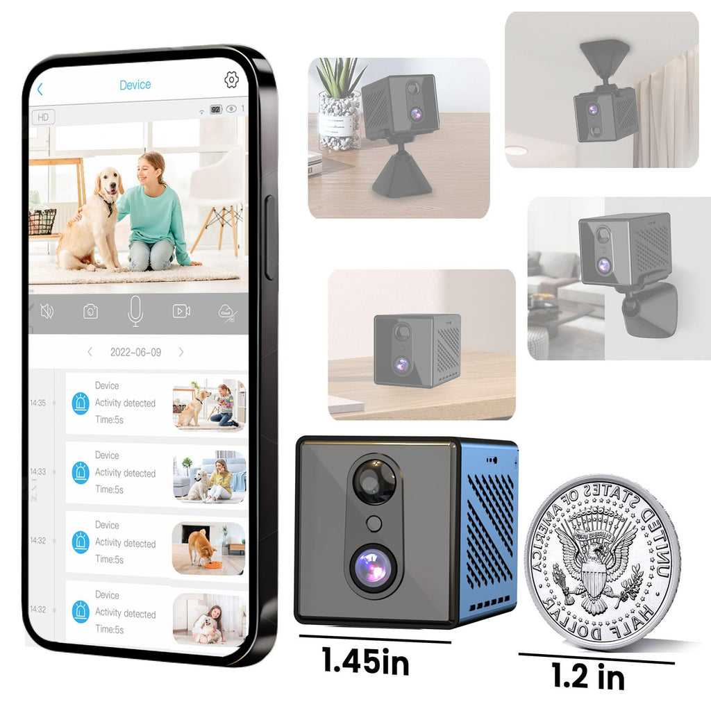 javiscam 2026 Upgraded 4K 5GHz WiFi Indoor Security Camera, Mini Nanny Camera with Free Cloud Storage, Night Vision, Motion Detection Alerts, Long Battery Life Home Surveillance Cam