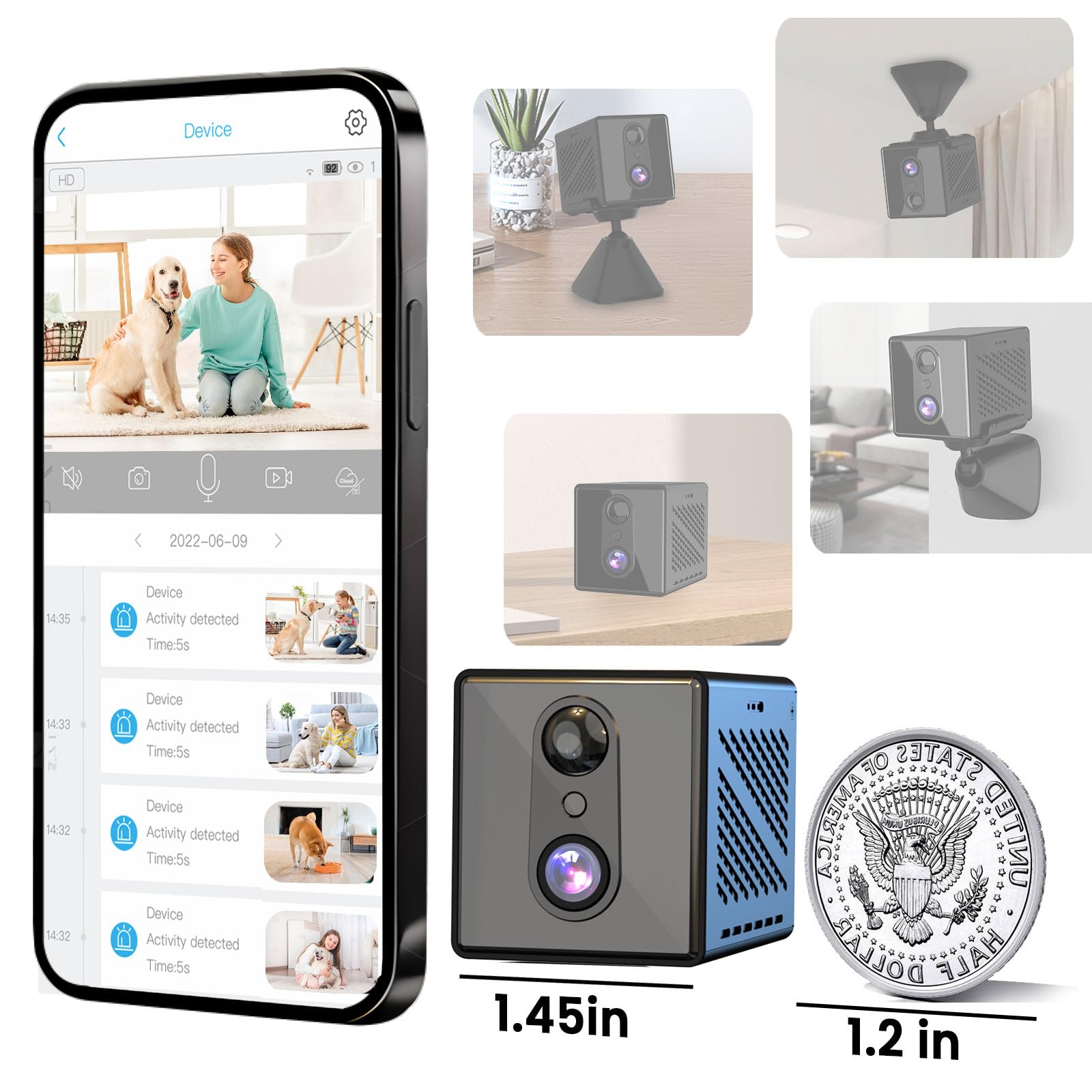 javiscam 2026 Upgraded 4K 5GHz WiFi Indoor Security Camera, Mini Nanny Camera with Free Cloud Storage, Night Vision, Motion Detection Alerts, Long Battery Life Home Surveillance Cam