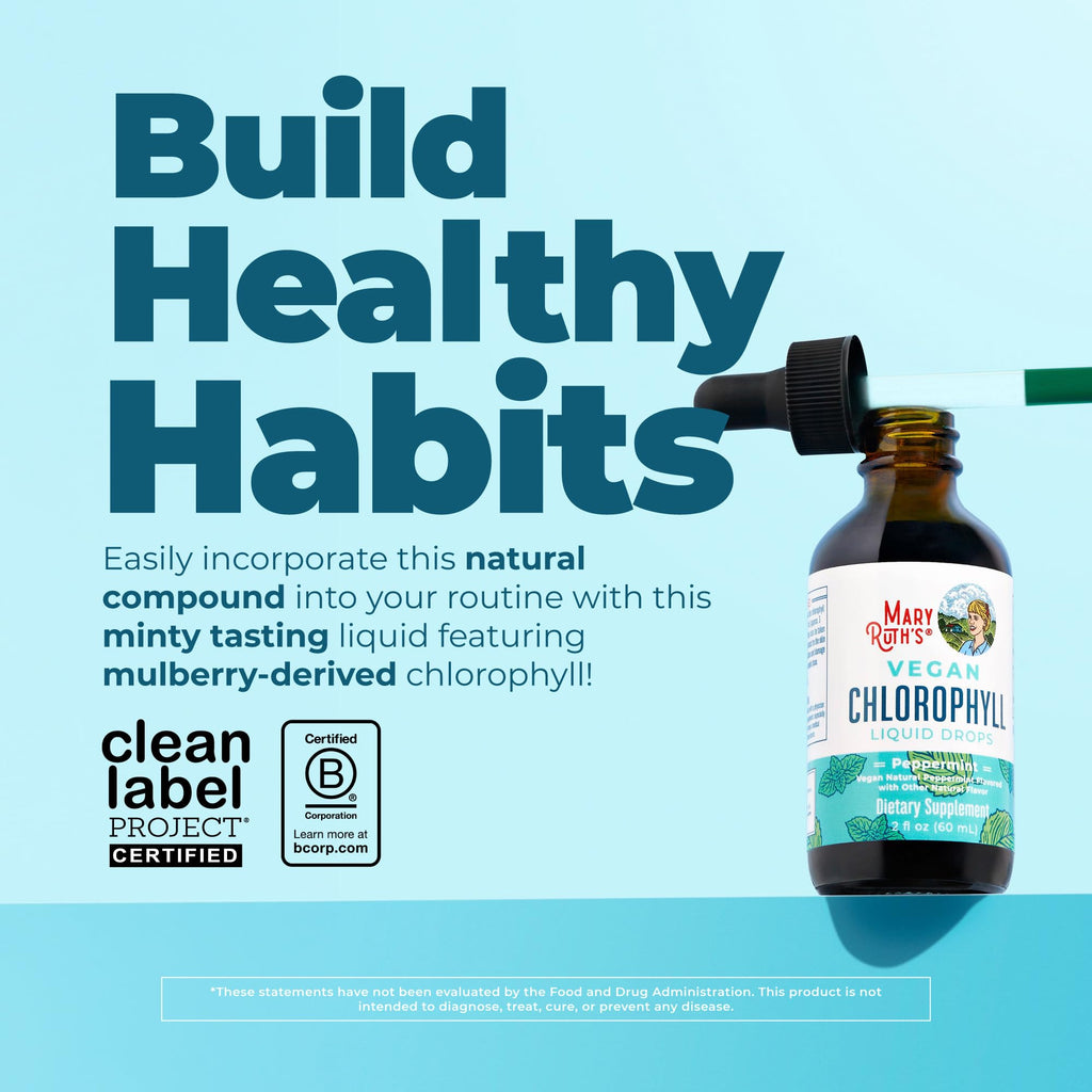 MaryRuth's Chlorophyll Liquid Drops, Delicious Minty Flavor, Vegan, 2 Fl Oz