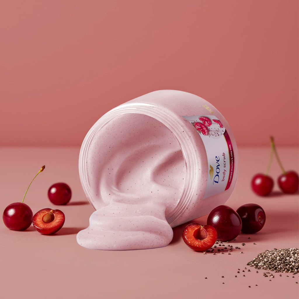 Dove Body Scrub Cherry & Chia Milk, 15 oz