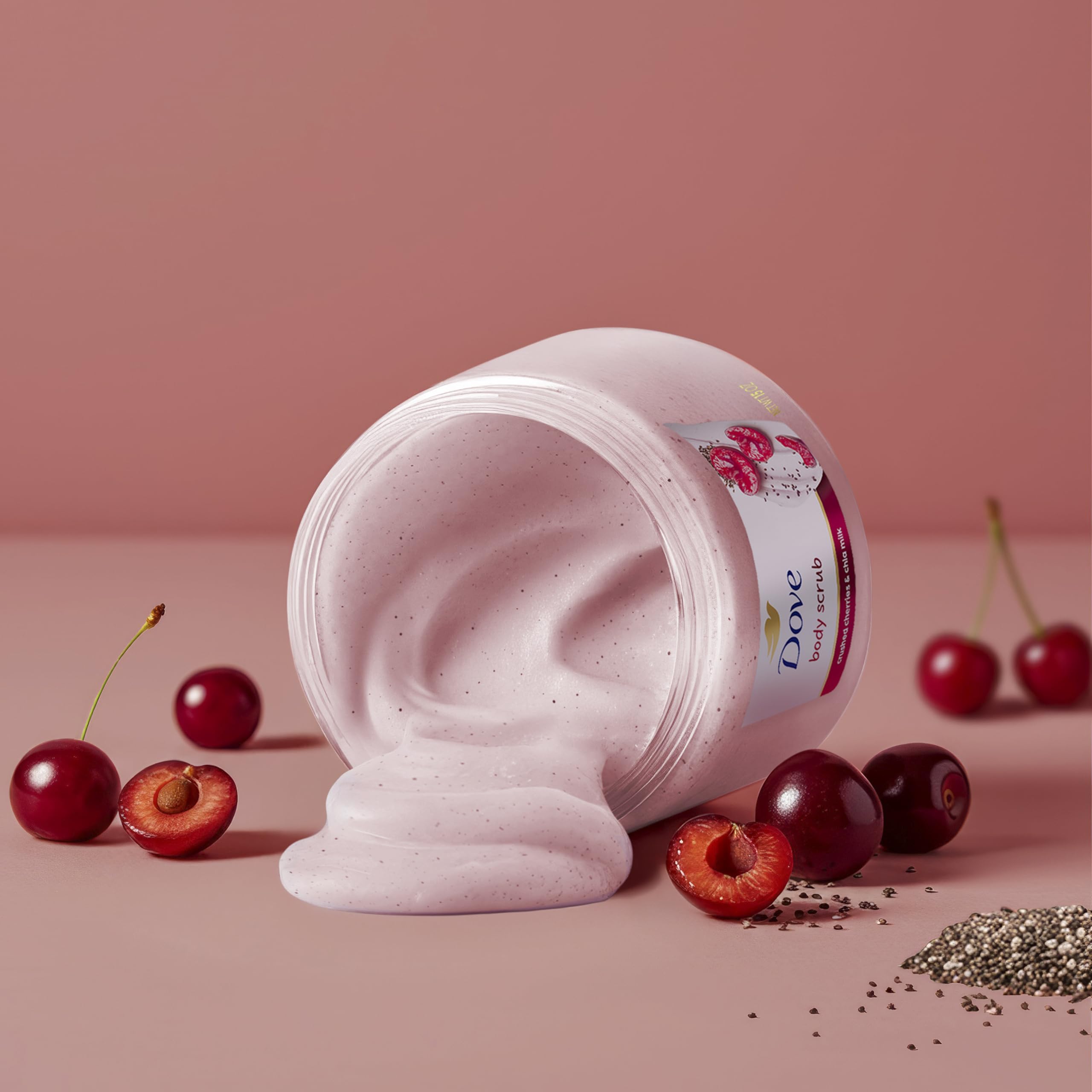 Dove Body Scrub Cherry & Chia Milk, 15 oz