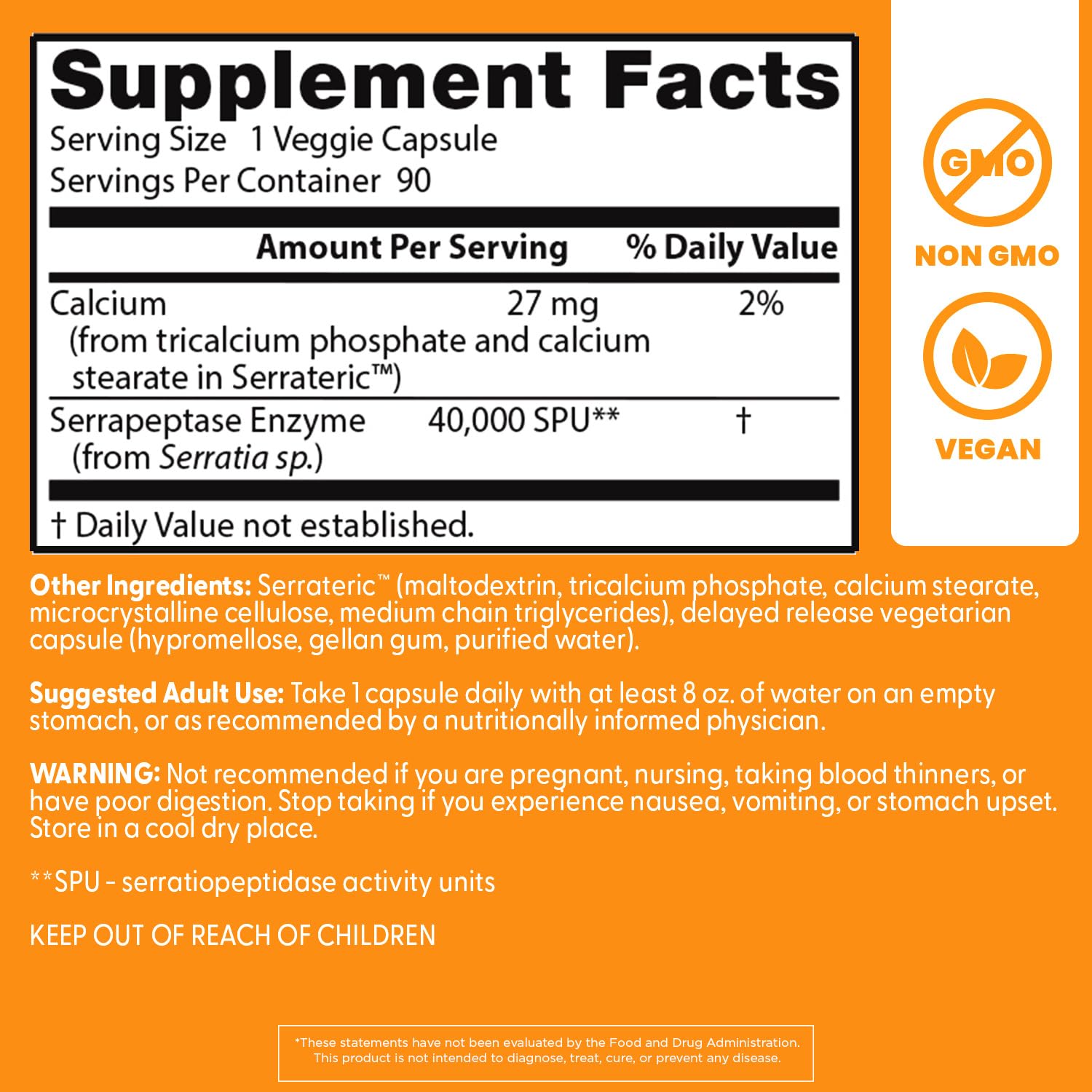 Doctor's Best Serrapeptase Supplement for Men & Women - Proteolytic Enzyme for Sinus & Immune Health Support, 40,000 SPU per Veggie Capsule, Non-GMO & Vegan Formula - 90 Veg Caps