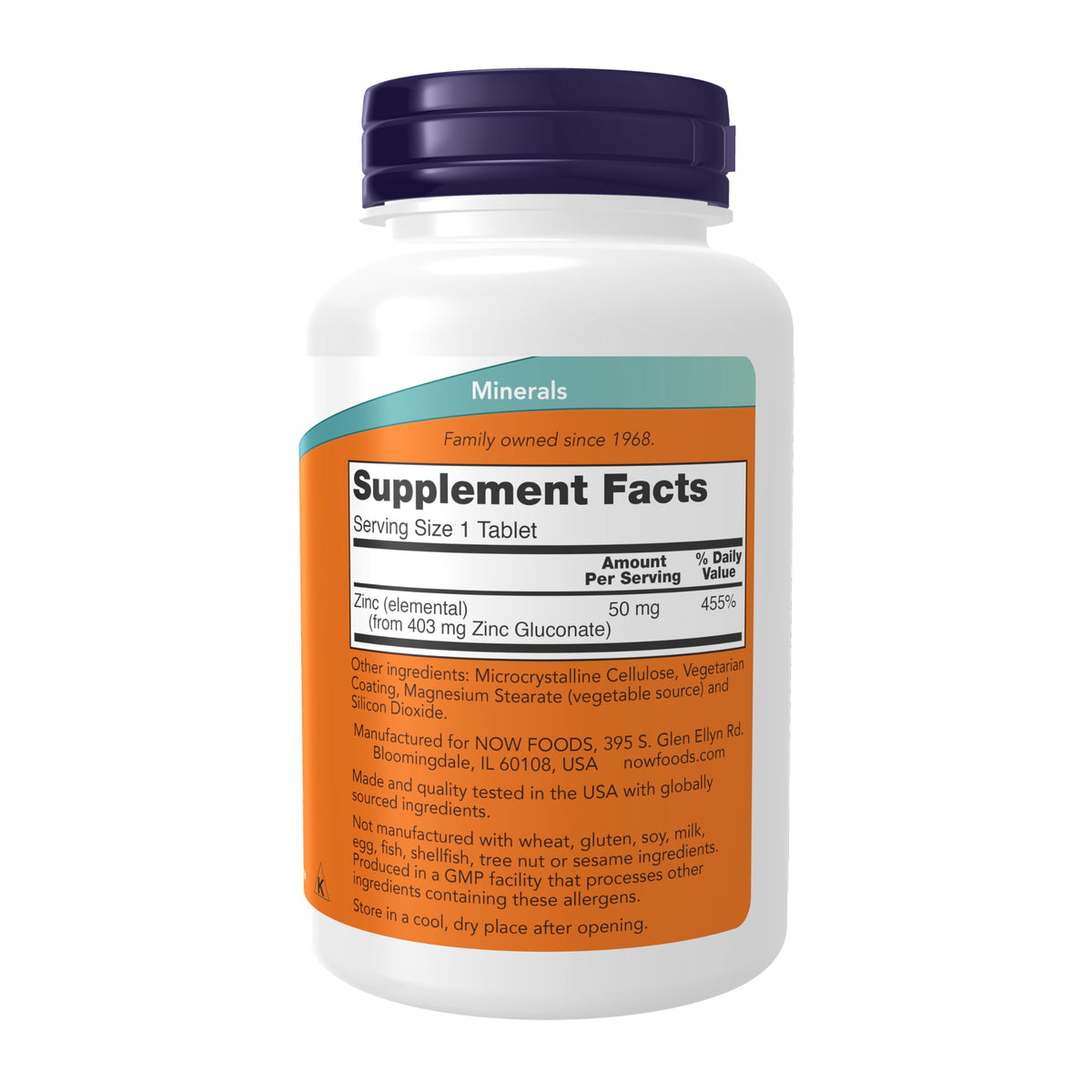 NOW Foods Supplements, Zinc (Zinc Gluconate) 50 mg, 250 Tablets