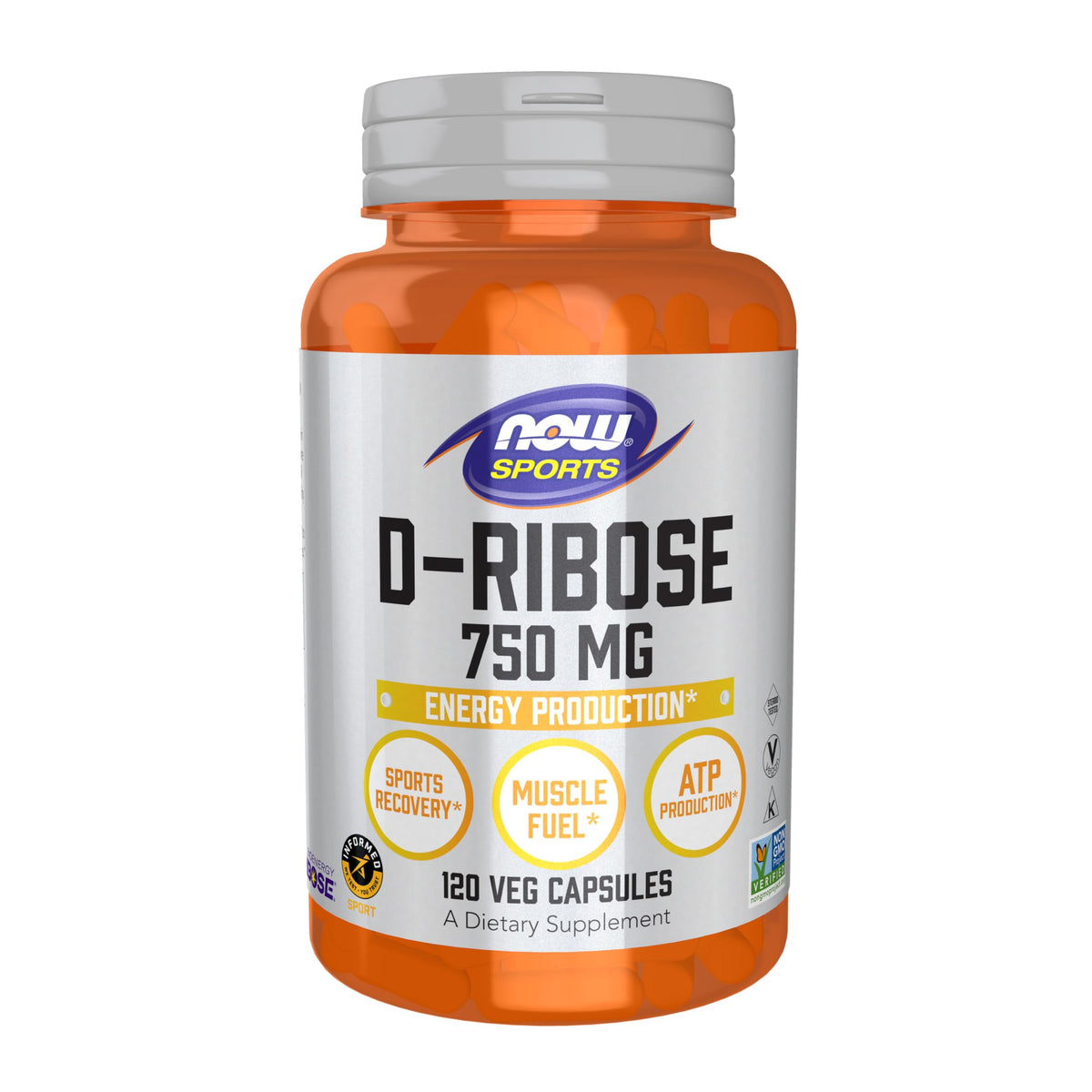NOW Sports, D-Ribose 750 mg, 120 Veg Caps