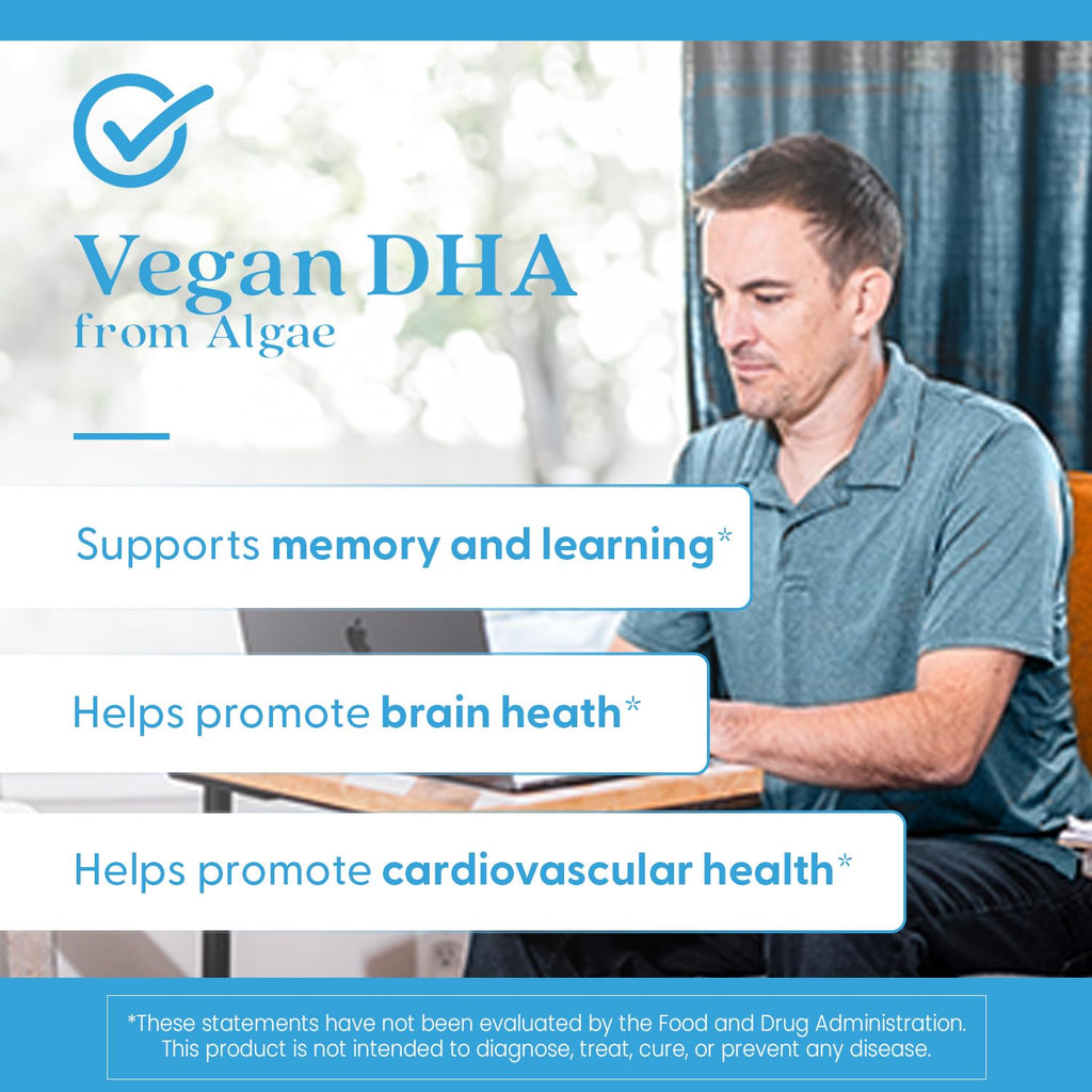 Doctors Best Vegan DHA from Algae - Vegan Plant Based Omega 3 Supplement for Women & Men, Supports Memory, Brain & Cardiovascular Health, Non-GMO, Gluten Free, Soy Free - 60 Veggie Softgels