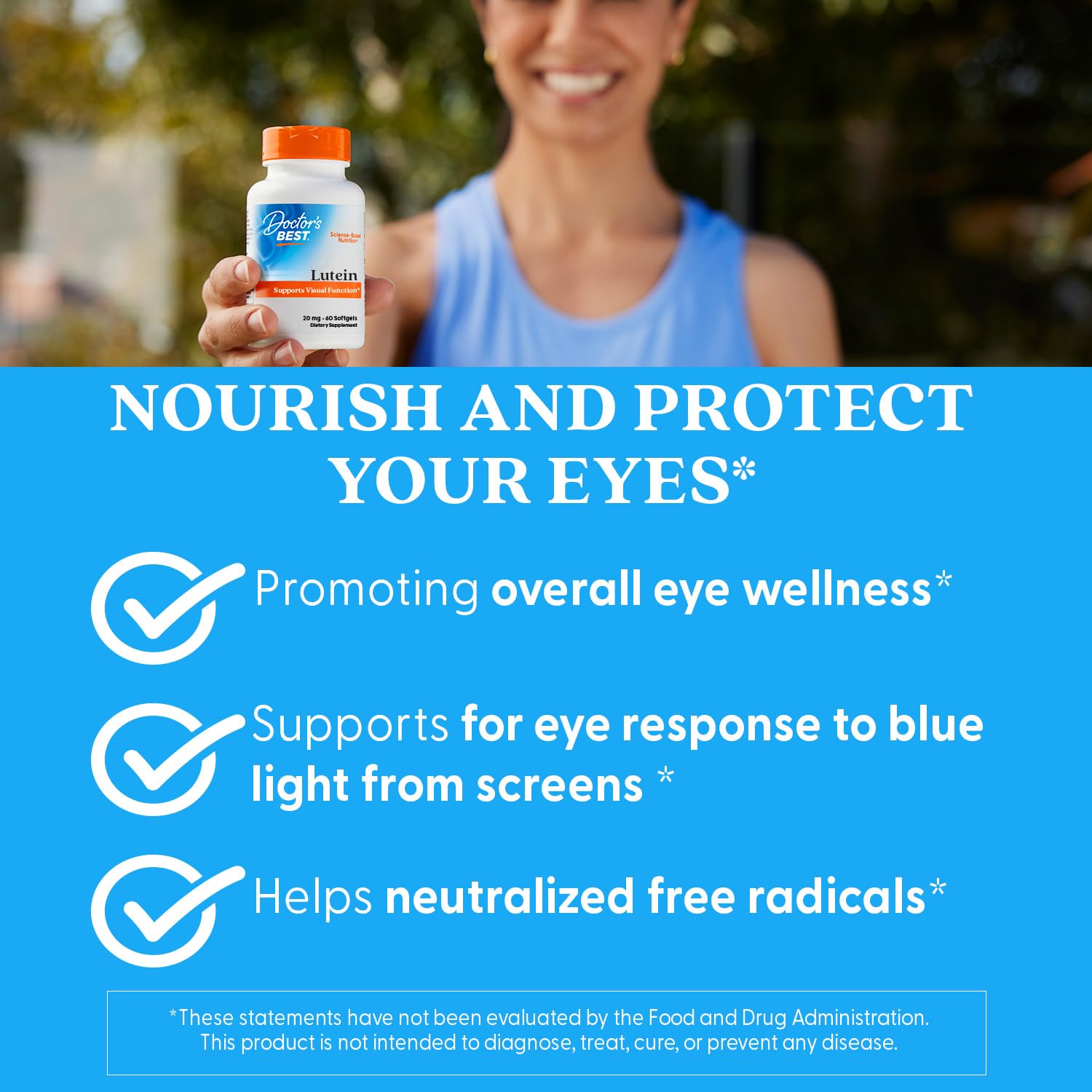 Doctor's Best Lutein Supplement 20mg with Zeaxanthin 1mg - Lutein for Eyes, Eye Health Vitamins for Men & Women, Vision and Macular Health Support Capsules, Marigold Flower Extract - 60 Softgels