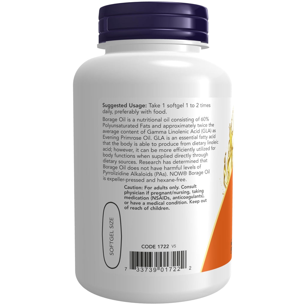 NOW Supplements, Borage Oil 1,000 mg with 240mg GLA, 120 Softgels