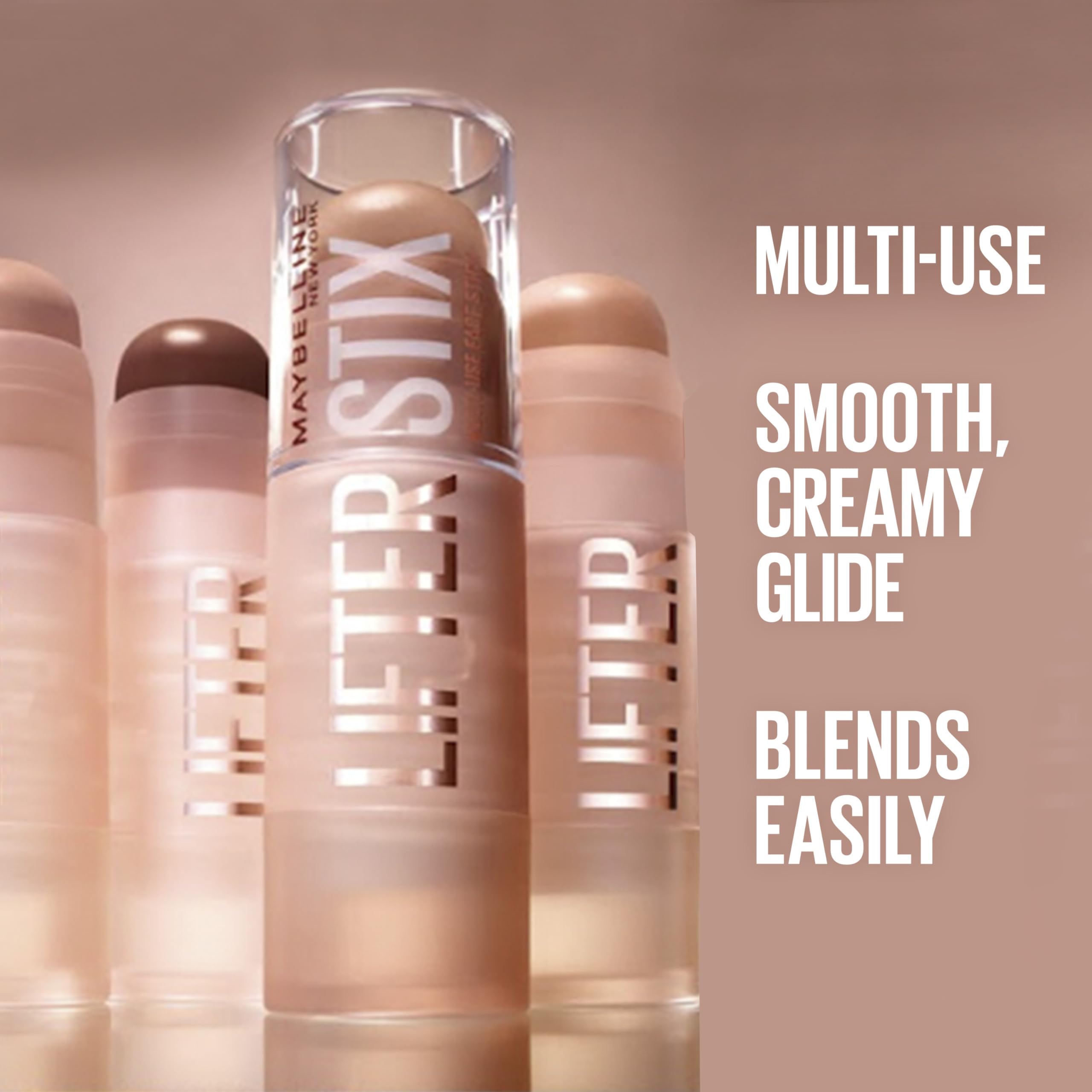 Maybelline Lifter Stix Multi-Use Face Stick - Contour, Bronzer, Concealer and Foundation Stick, All-In-One Creamy Face Makeup with Cranberry Seed Oil, 70, 1 Count
