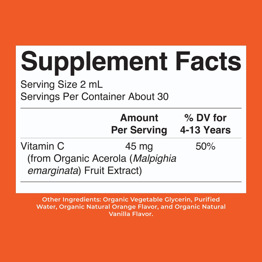 MARYRUTH'S USDA Organic Kids Vitamin C Liquid Drops, Orange Vanilla, 2 oz
