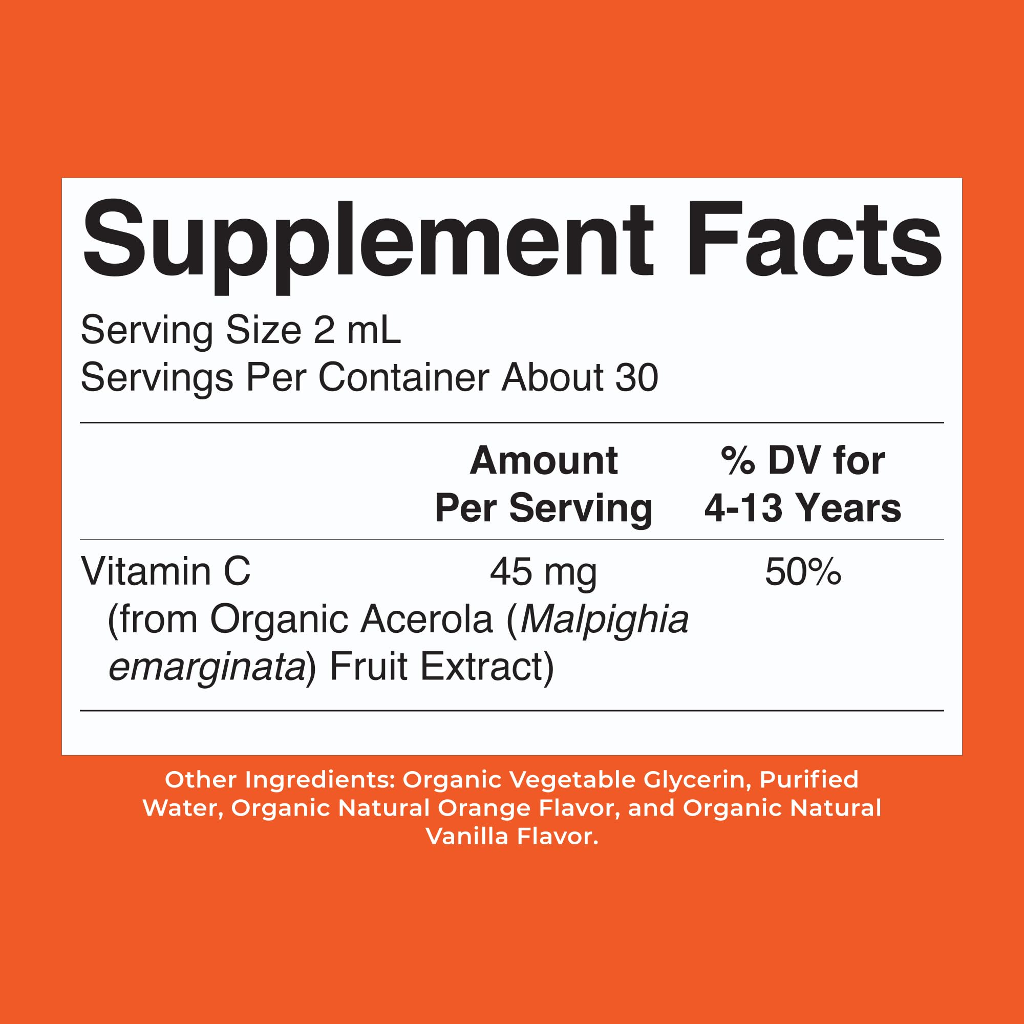 MARYRUTH'S USDA Organic Kids Vitamin C Liquid Drops, Orange Vanilla, 2 oz